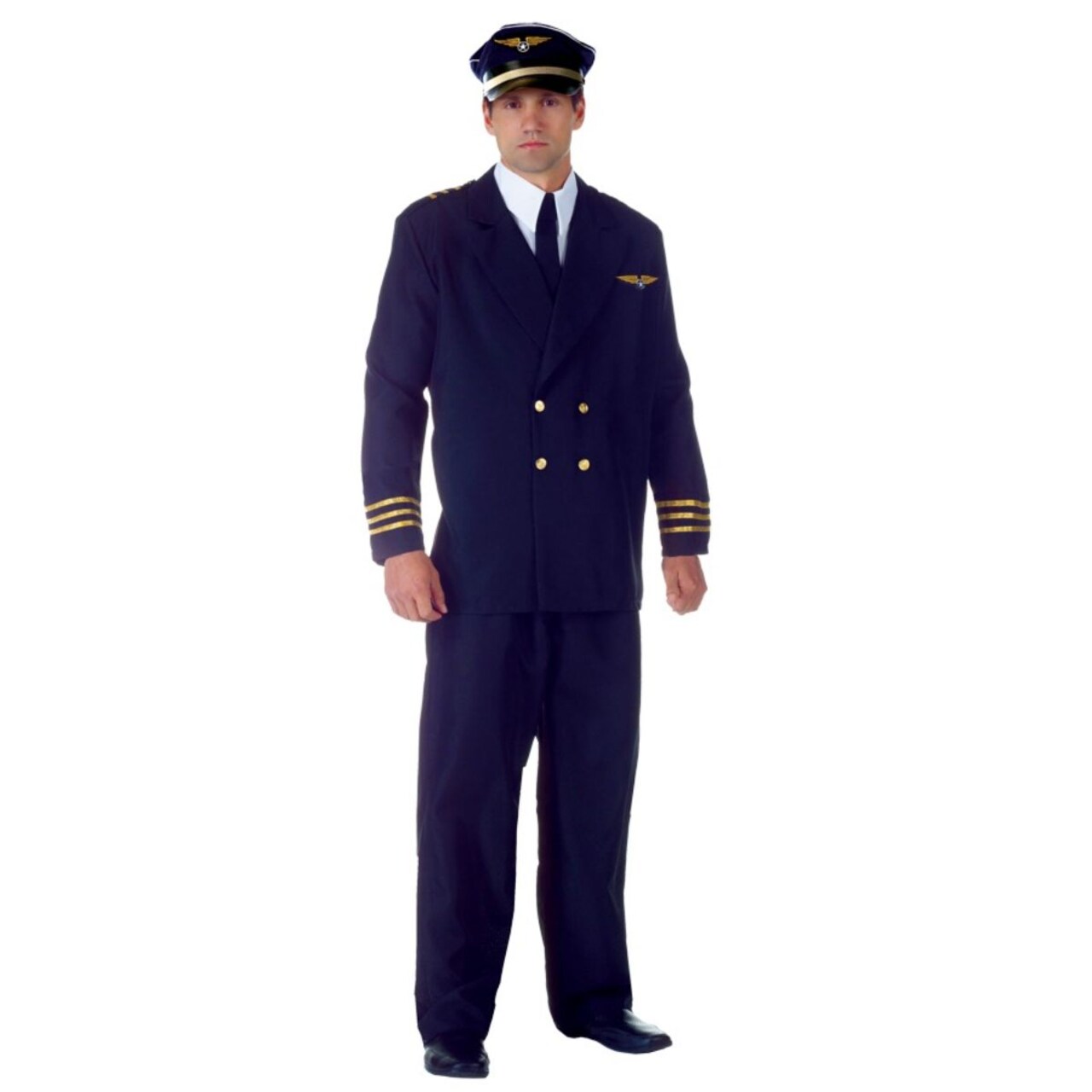 The Costume Center Navy Blue and Gold Airline Captain Men Adult Halloween Costume - 2XL